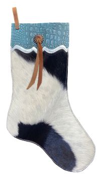 Showman Black and White Cowhide Christmas Stocking – Alligator Cuff